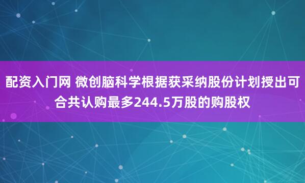 配资入门网 微创脑科学根据获采纳股份计划授出可合共认购最多244.5万股的购股权