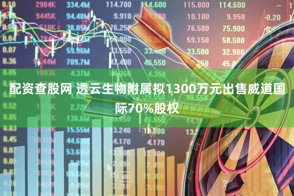 配资查股网 透云生物附属拟1300万元出售威道国际70%股权